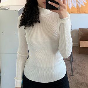 White Long Sleeve Turtle Neck